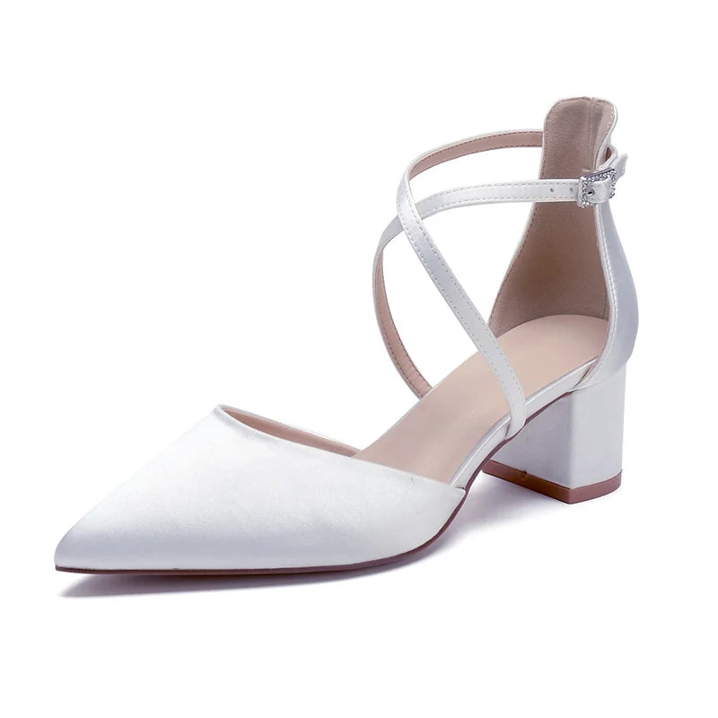 Escarpins Mariée Satin Talon Carré