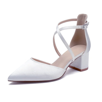 Escarpins Mariée Satin Talon Carré