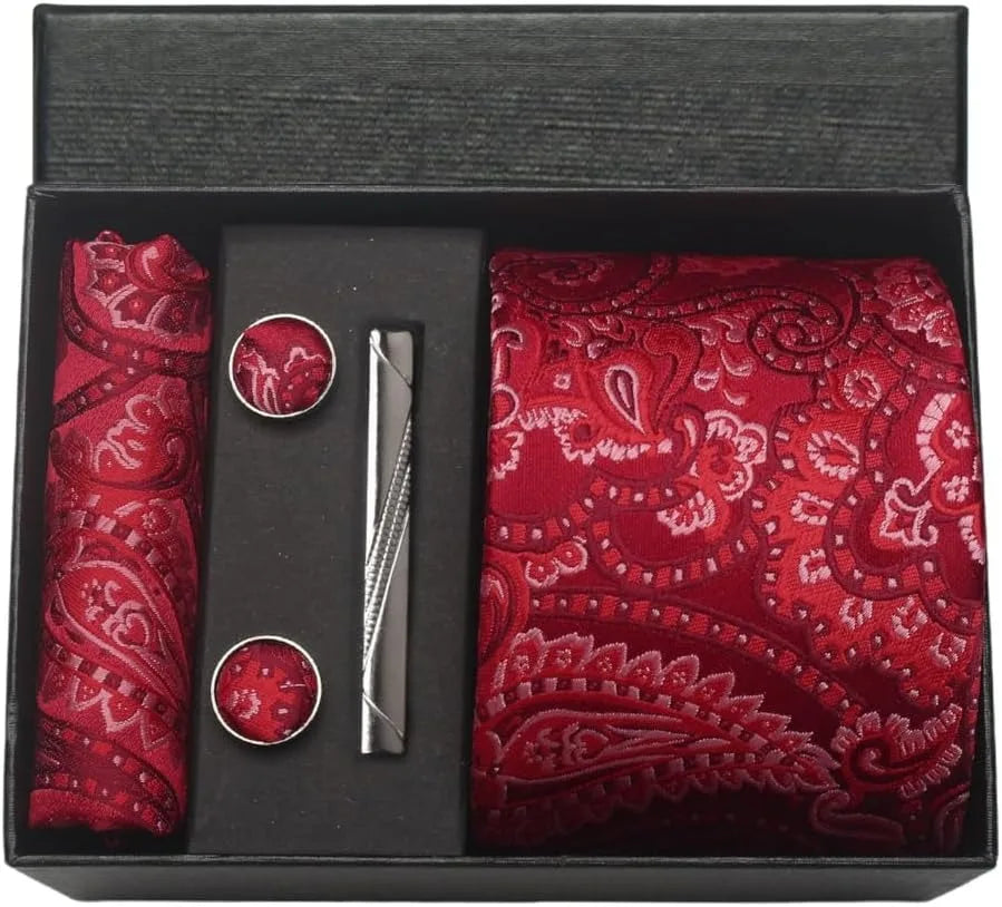 Coffret cravate mariage pochette et boutons manchette