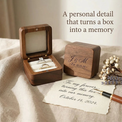Boîte à Alliance Mariage en Bois Personnalisée