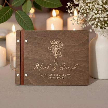 Livre d'or mariage bois pages épaisses