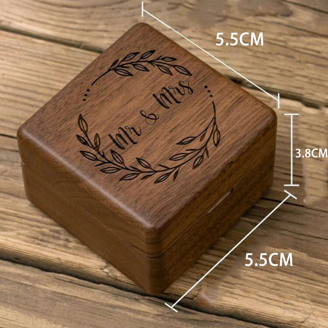 Boîte Alliance Mariage Bois Gravée
