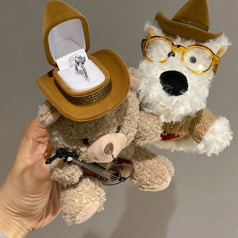 Écrin bague peluche ourson ou chien — vue 2