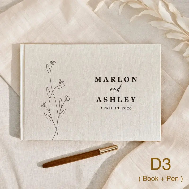 Livre d'Or Mariage Personnalisé Format A4 avec Stylo