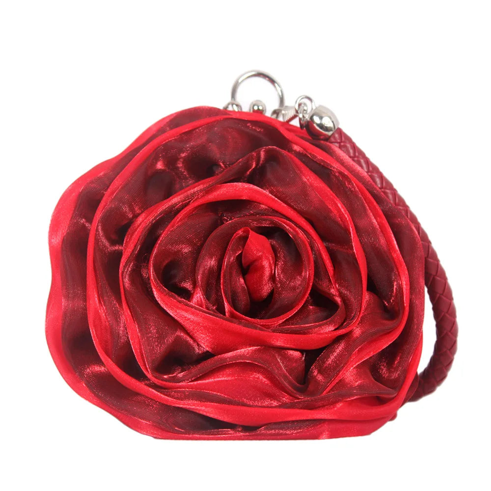 Sac pochette mariée fleur de rose
