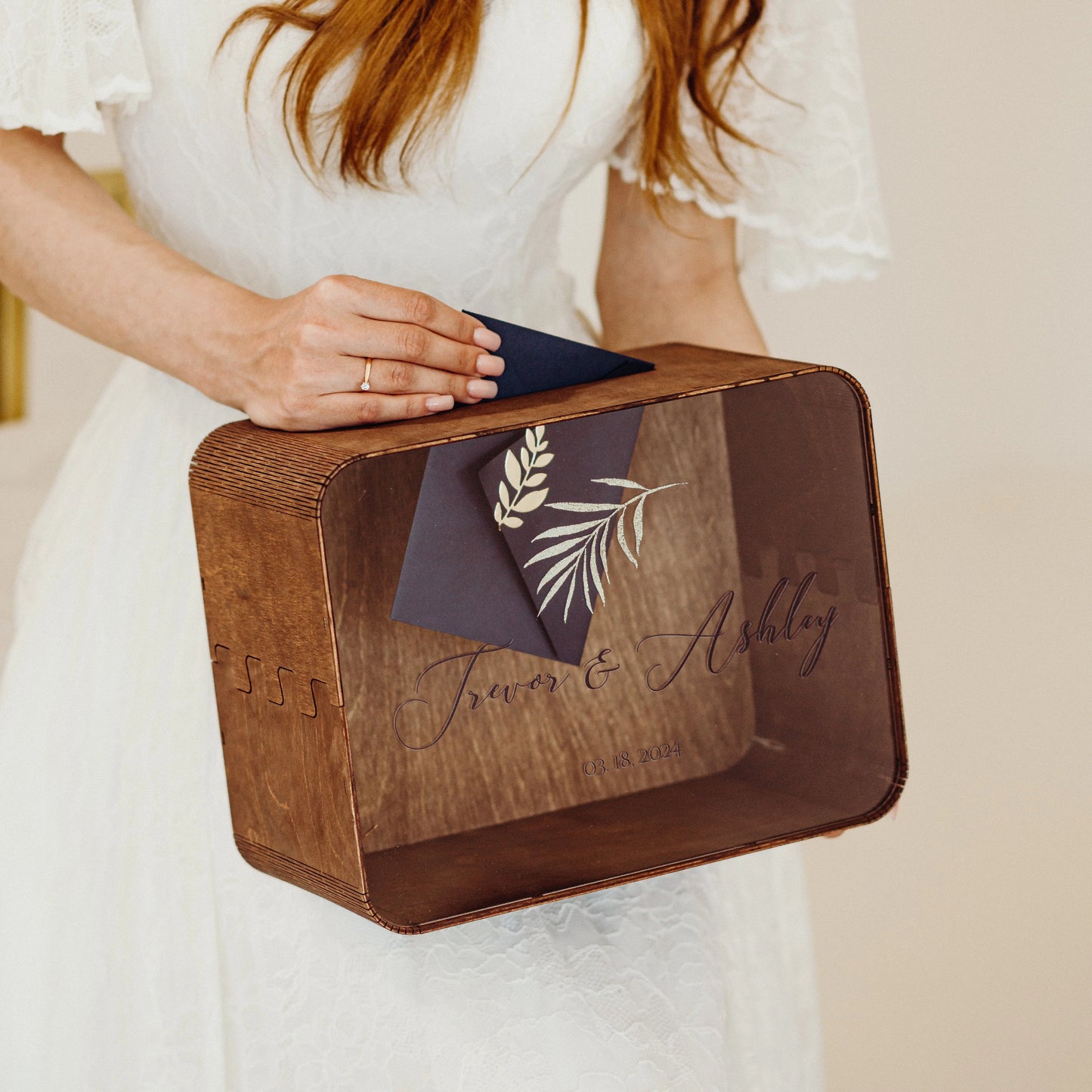 Urne mariage bois champêtre personnalisée