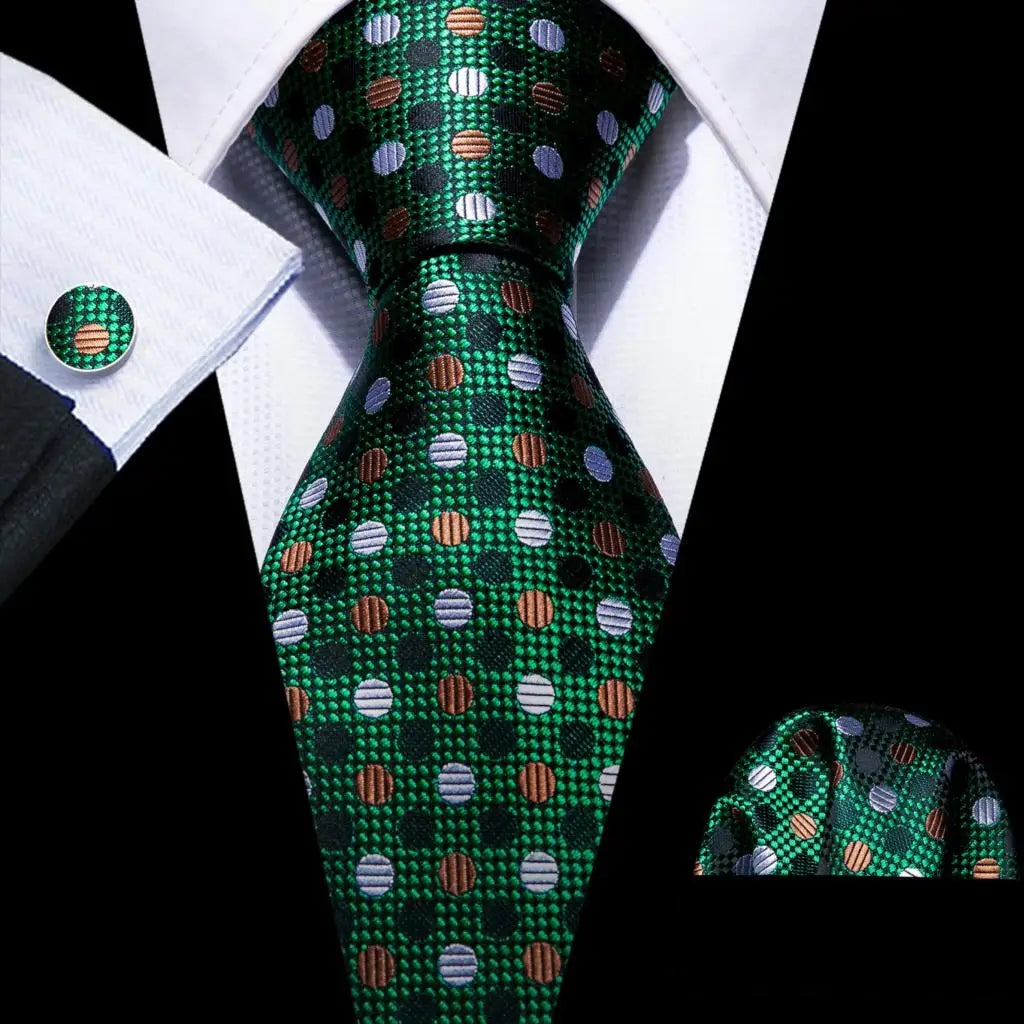 Cravate Mariage Homme Verte Pochette Boutons de Manchette