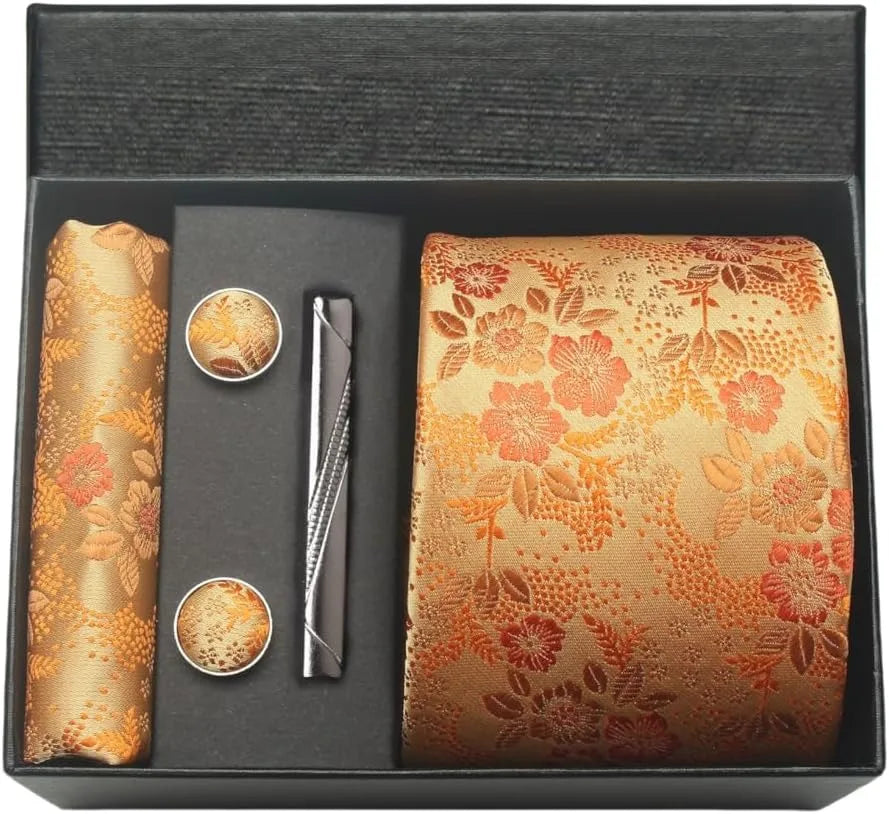 Coffret cravate mariage pochette et boutons manchette