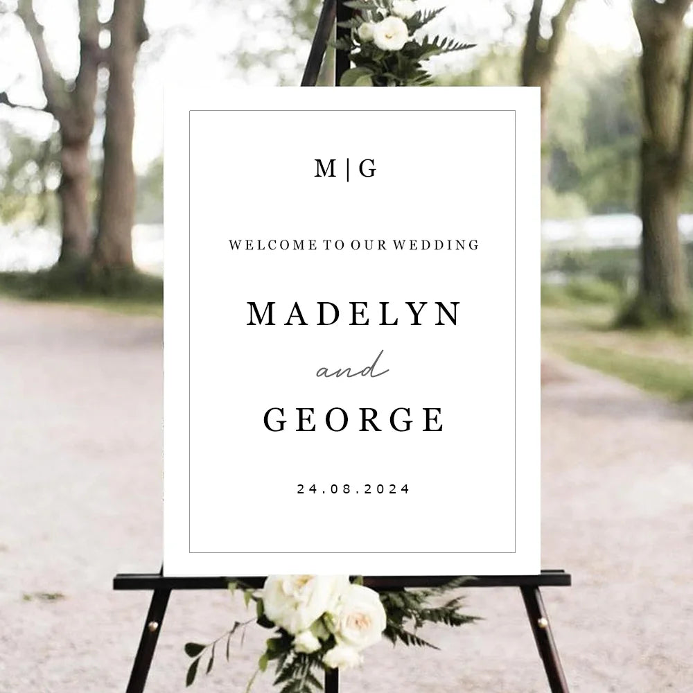 Panneau bienvenue mariage personnalisé prénoms et date