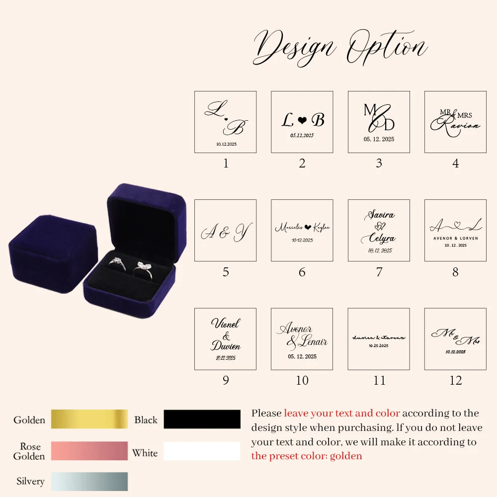 Boîte alliance double velours personnalisée