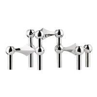 Bougeoir mariage métal modulaire empilable 3 bougies — Argenté, lot de 3