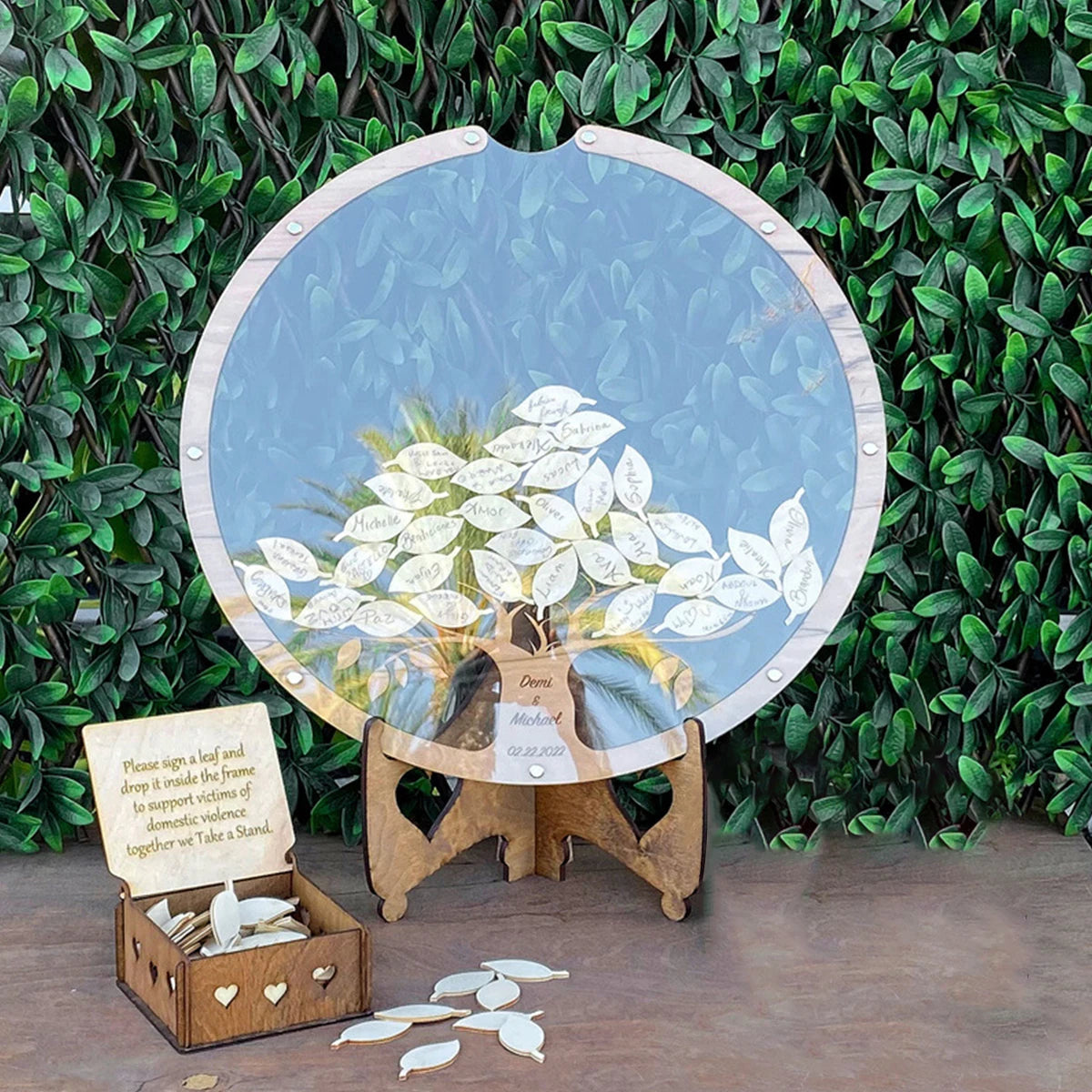 Livre d'or mariage original arbre bois