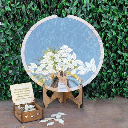 Livre d'or mariage original arbre bois