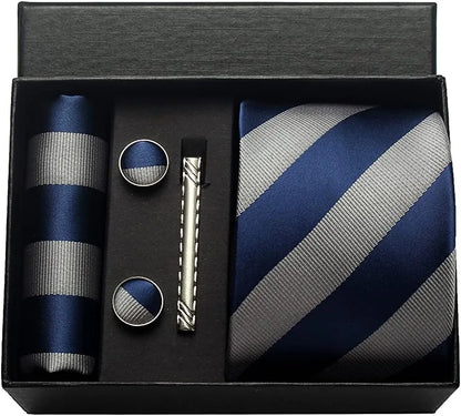 Coffret Cravate Mariage 8 cm Pochette Pince et Manchettes