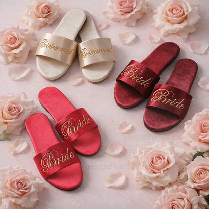 Chaussons mules de mariée en satin