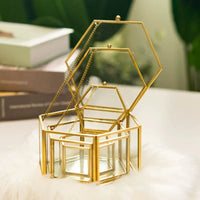 Boîte alliance verre hexagonale dorée — vue 6