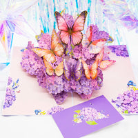 Carte Pop-Up 3D Fleurs et Mariage — Papillon Violet