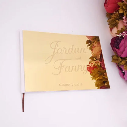 Livre d'Or Mariage Personnalisé Effet Miroir Doré ou Argenté