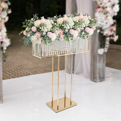 Présentoir à Fleurs Mariage Doré à Pampilles Cristal
