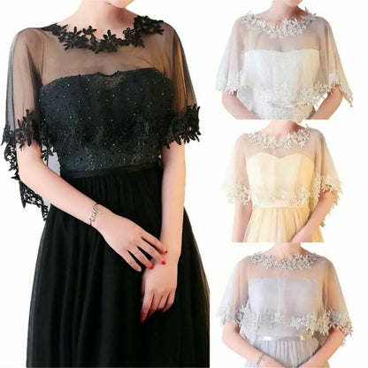 Étole Mariée Cape Tulle Dentelle Brodée