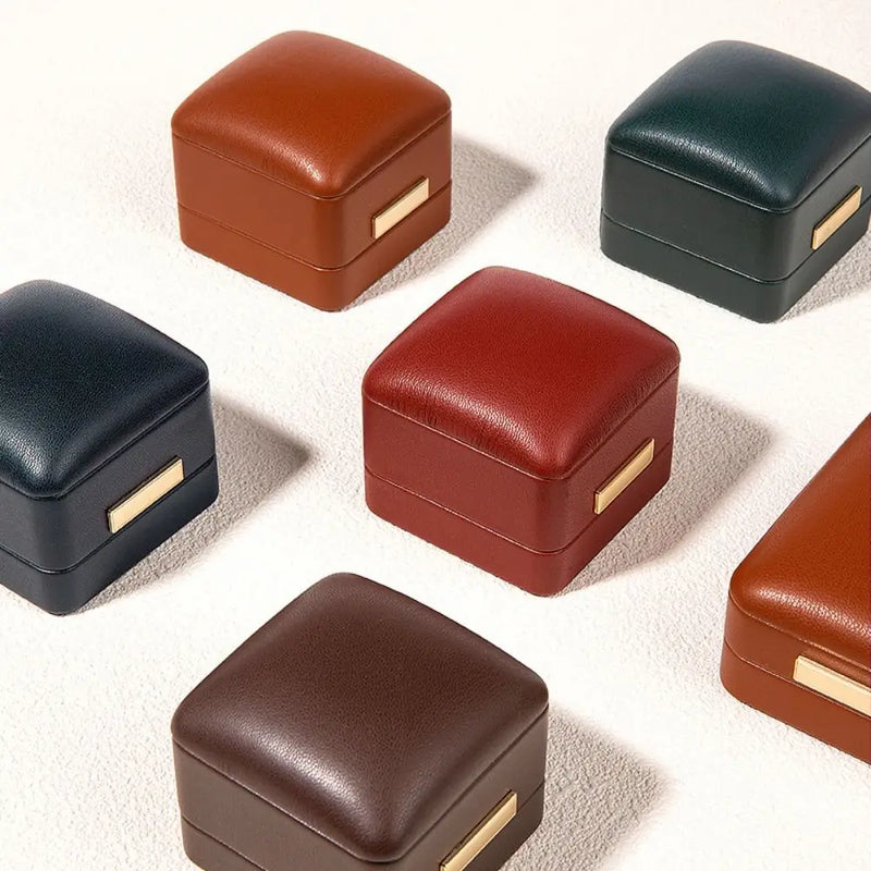 Boîte bague simili cuir boucle dorée — vue 4