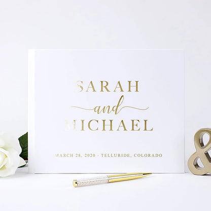 Livre d'or mariage blanc personnalisé couverture rigide