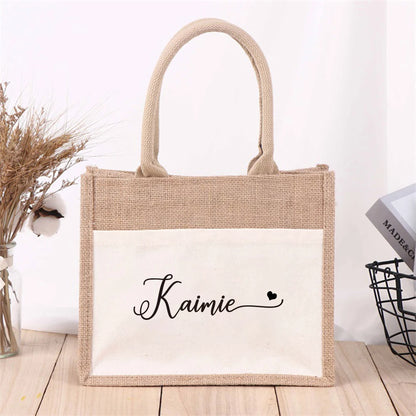 Sac Cabas Jute Personnalisé Demoiselle d'Honneur