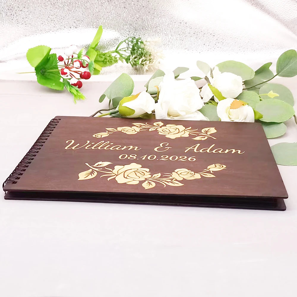 Livre d'Or Mariage Bois Gravé Personnalisé B5