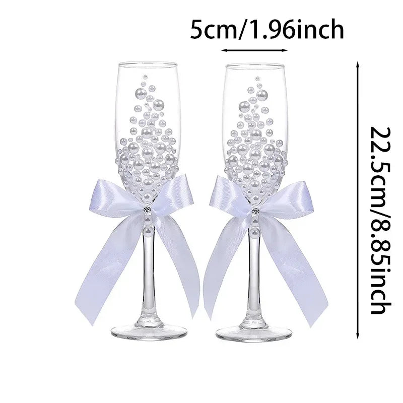 Flûtes champagne mariage perles nacrées