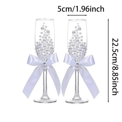 Flûtes champagne mariage perles nacrées