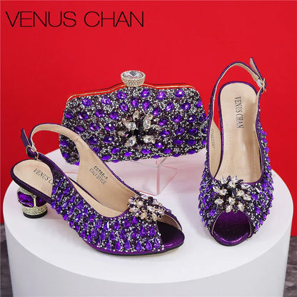 Sandales mariée strass et pochette assortie