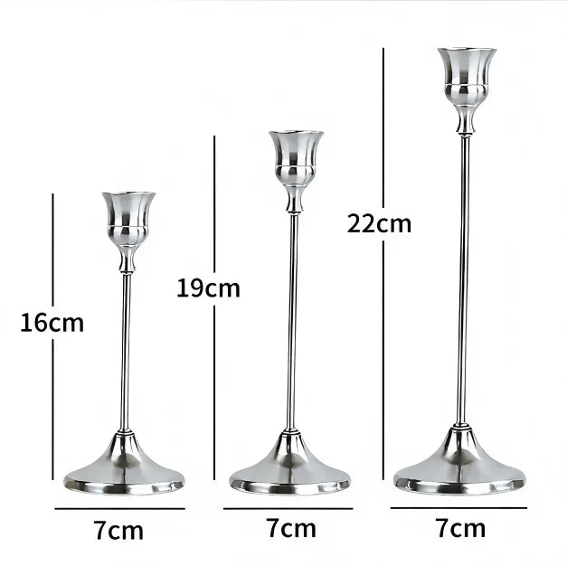 Trio Bougeoirs Vintage Aluminium Mariage — vue 10
