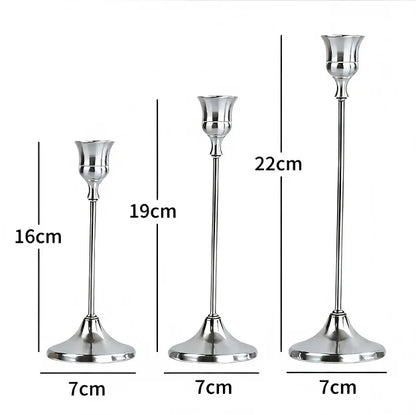 Trio Bougeoirs Vintage Aluminium Mariage — vue 10