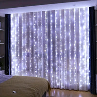 Rideau lumineux mariage LED télécommandé USB — Blanc Froid