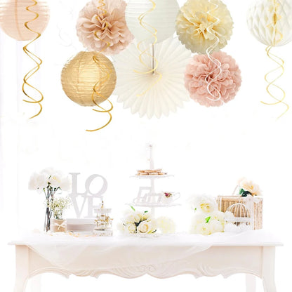 Décoration EVJF Pompons Rosaces Lanternes