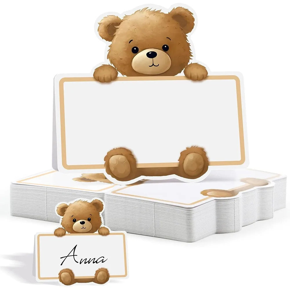 Marque-Place Mariage Motif Ourson Blanc