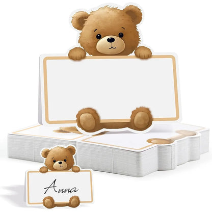 Marque-Place Mariage Motif Ourson Blanc