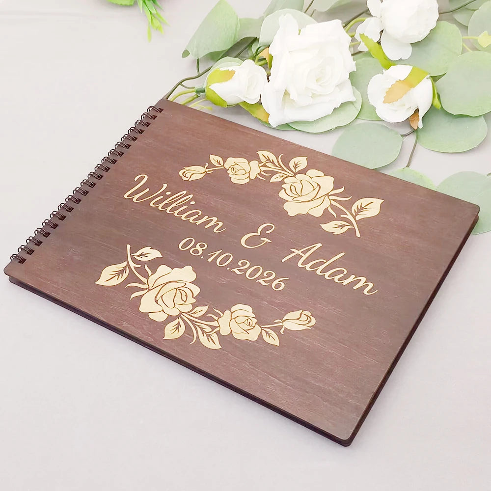 Livre d'Or Mariage Bois Gravé Personnalisé B5