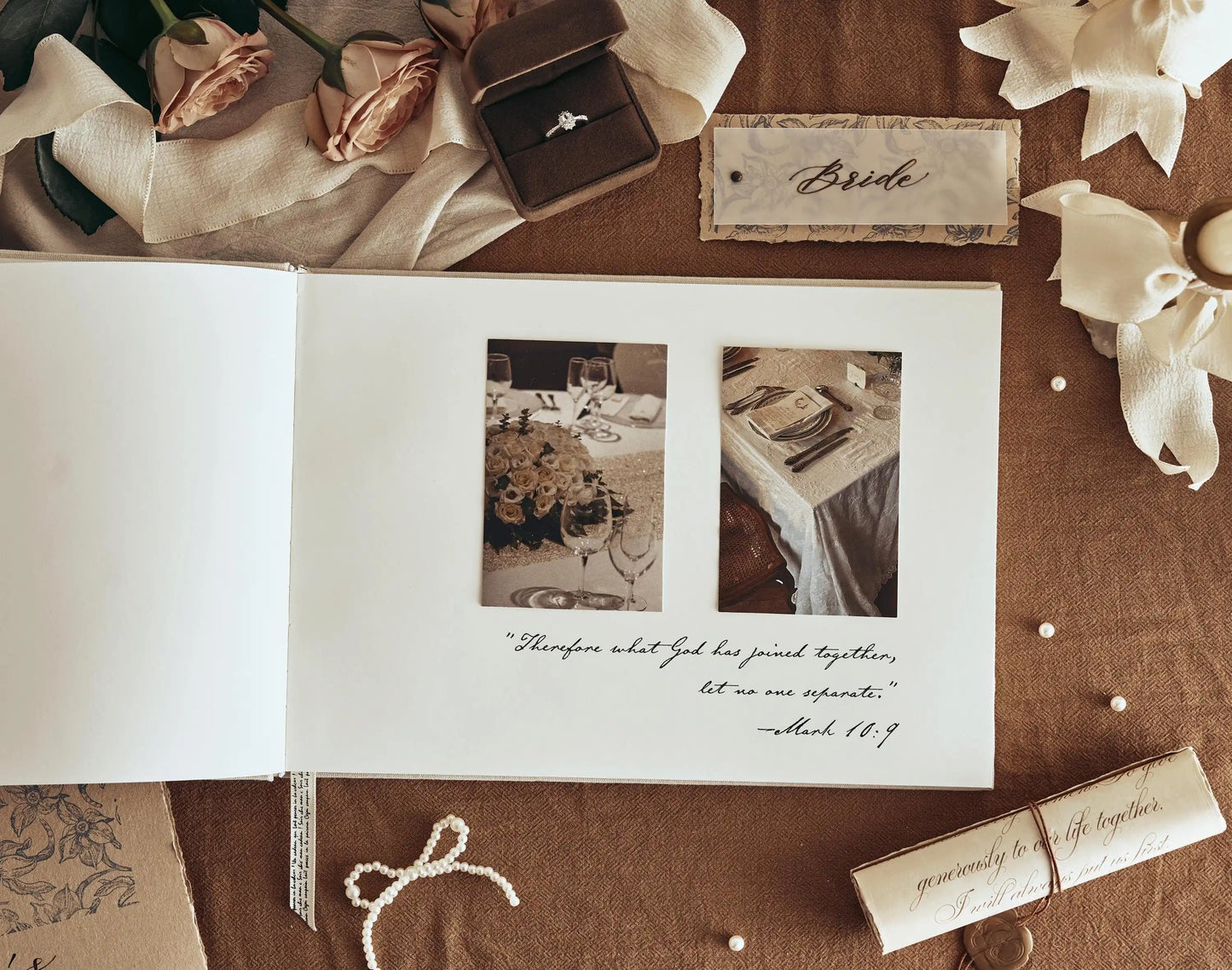 Livre d'Or Mariage Lin Personnalisé Photo