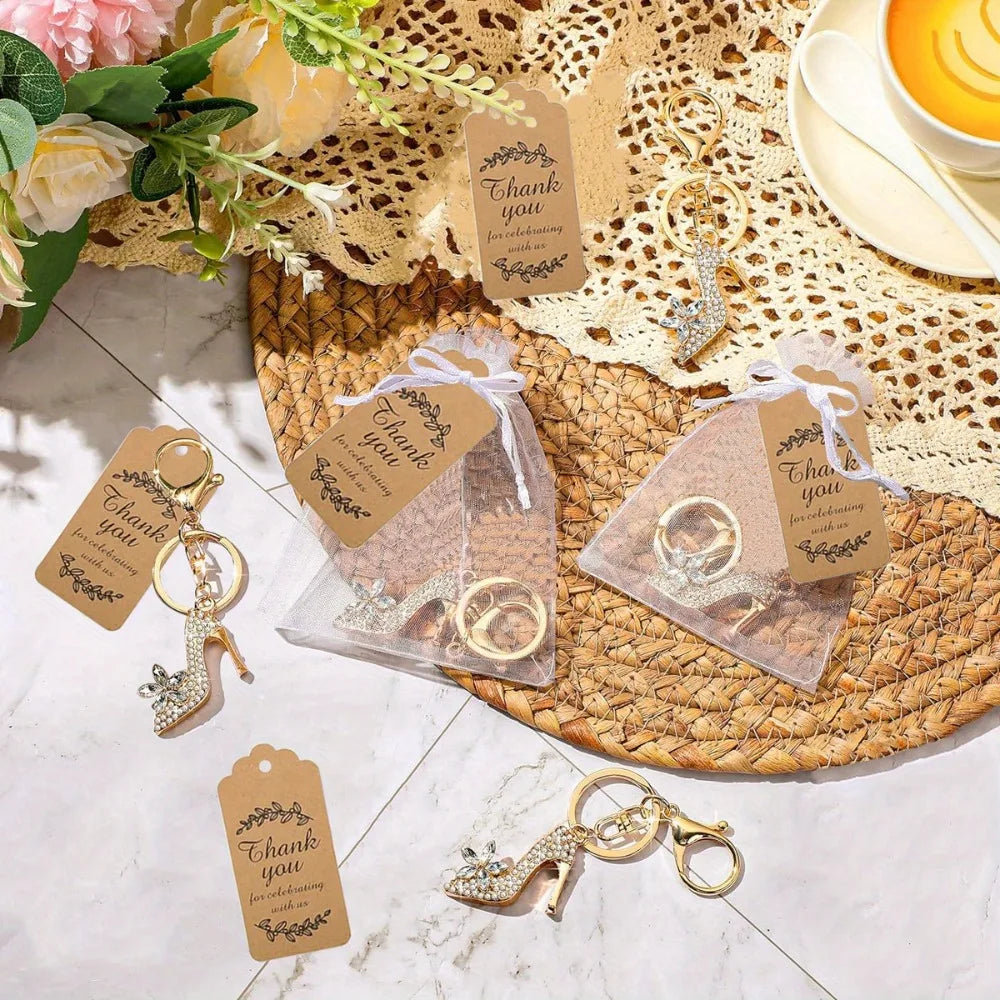 Porte-clé escarpin strass doré mariage — vue 2