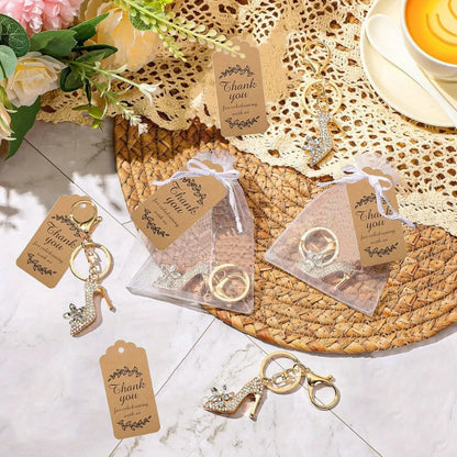 Porte-clé escarpin strass doré mariage — vue 2