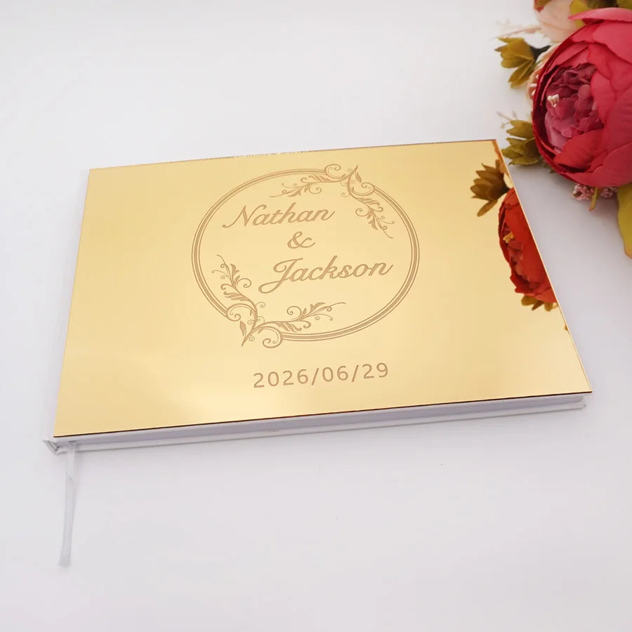 Livre d'Or Mariage Miroir Personnalisé Format Paysage 25x18 cm