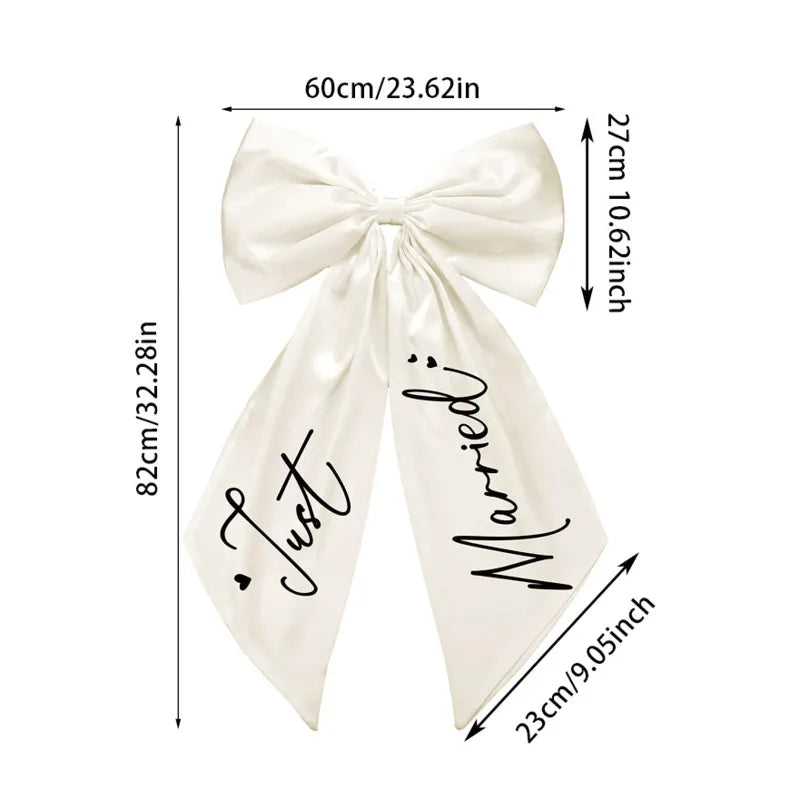 Nœud Arrière Voiture Mariage Satin Blanc — vue 4