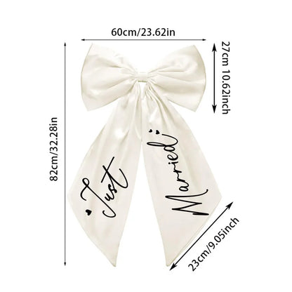 Nœud Arrière Voiture Mariage Satin Blanc — vue 4