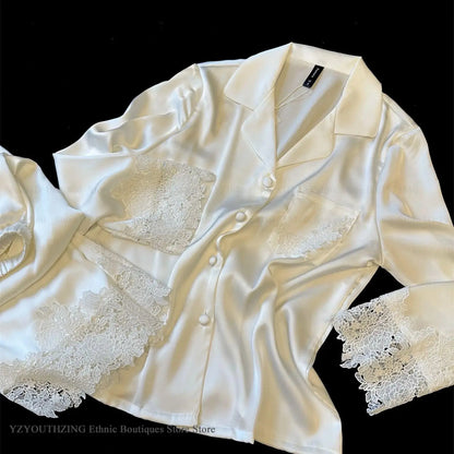Pyjama Satin Mariée en Dentelle