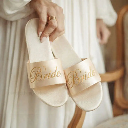 Chaussons mules de mariée en satin