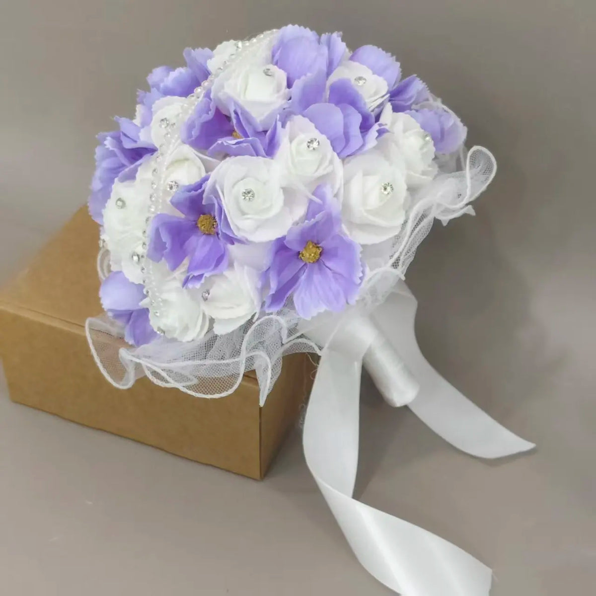 Bouquet de mariée roses et strass — vue 4
