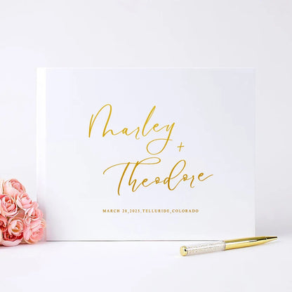 Livre d'or mariage blanc personnalisé couverture rigide