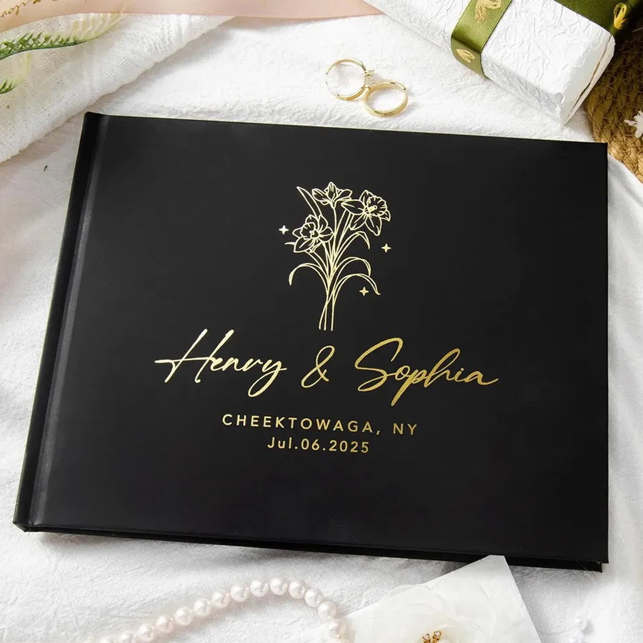 Livre d'Or Mariage Personnalisé Blanc ou Noir