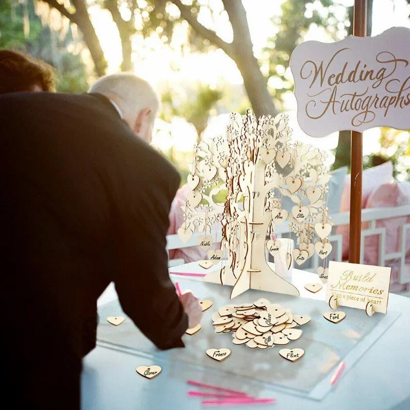 Livre d'Or Mariage Original Arbre à Cœurs Bois